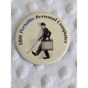 Vintage IBM Portable Personal Computer Charlie Chaplin Tramp 3D Motion Button